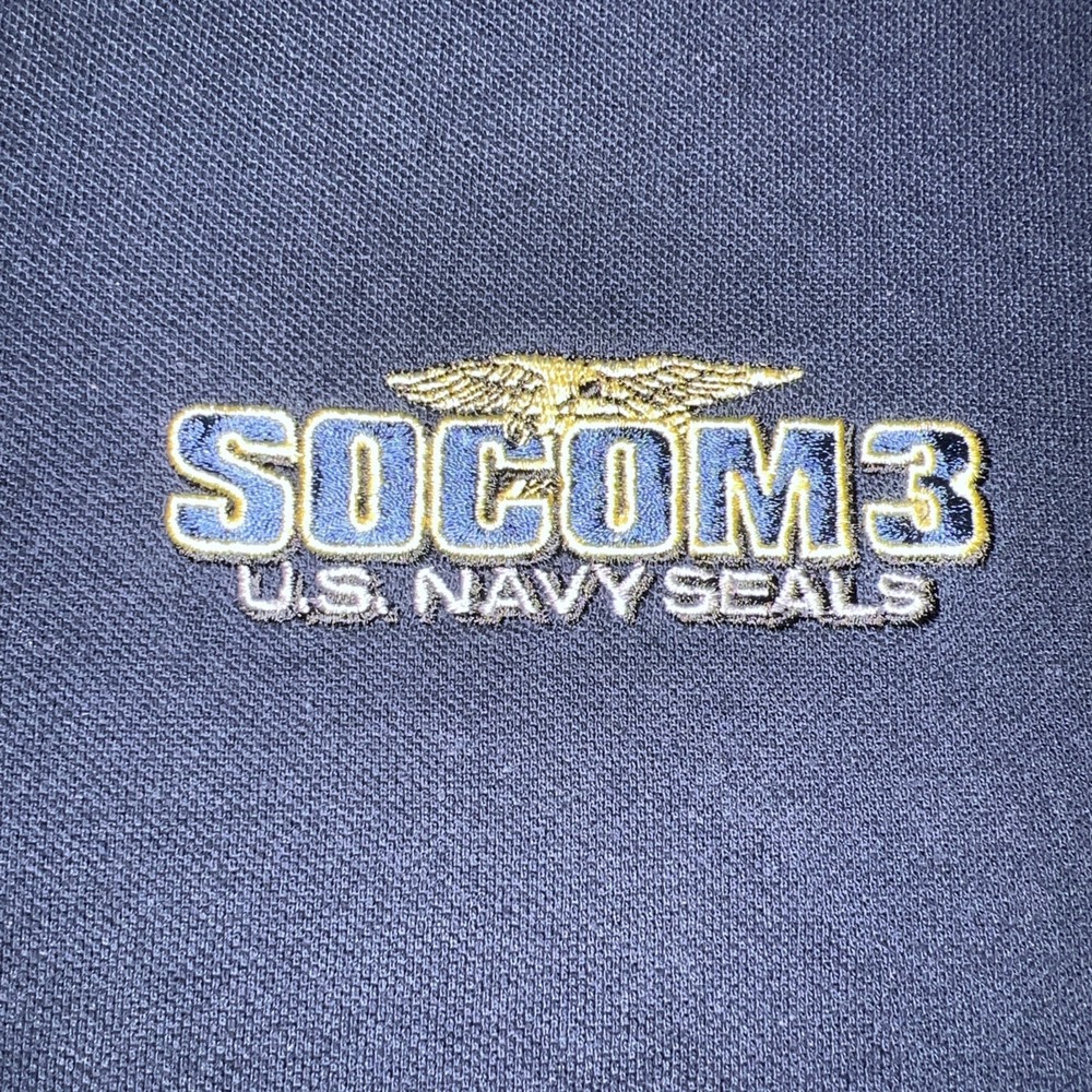 Vtg Ps2 Socom 3 Us Navy Seals Shirt Xl Blue Promo Polo Playstation 2 Video Game View 5